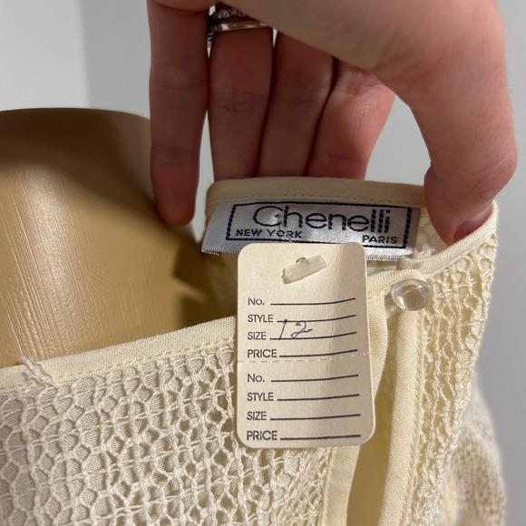 Vintage Chenelli New York Paris Lace 2 Piece Set Top Skirt Cream Cotton Small - Picture 6 of 16